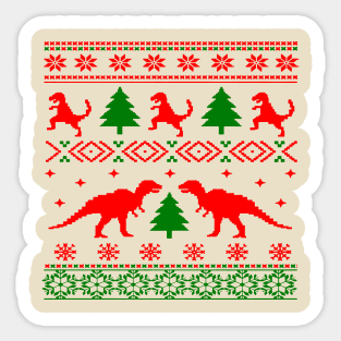 Christmas Ugly Sweater Pattern Dinosaurs Sticker